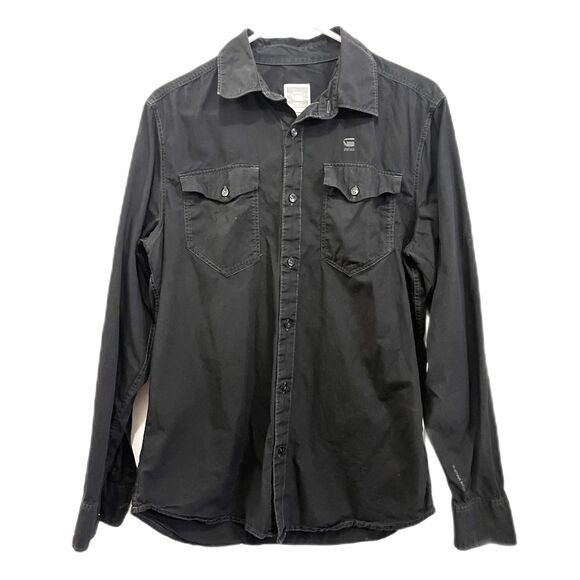 G-STAR Raw Black Button Up Long Sleeve Shirt Top   Mens Size Large - Picture 1 of 10
